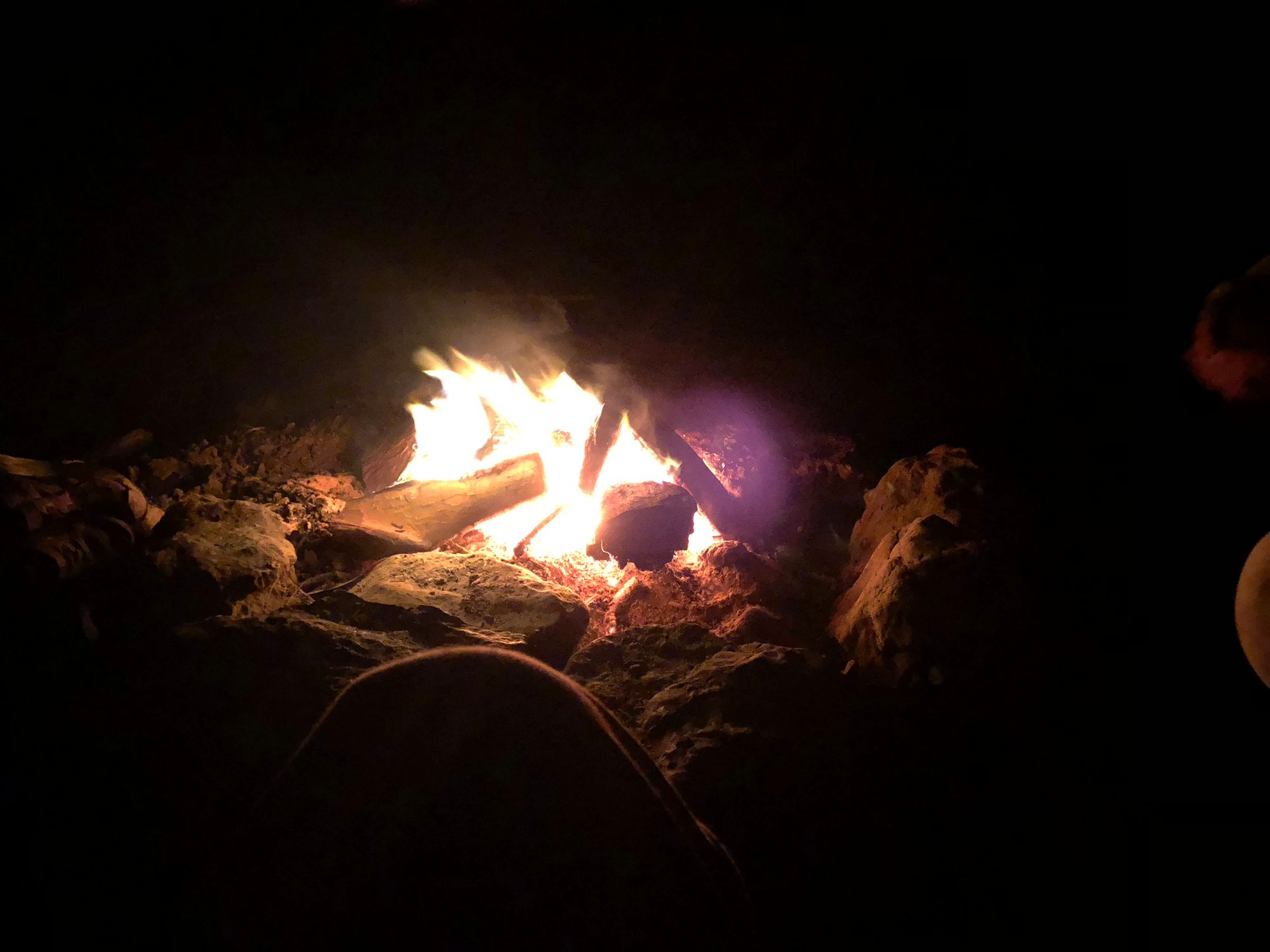 Blazing campfire